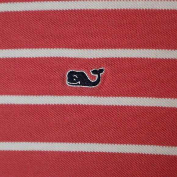 Vineyard Vines Polo Shirt Men's L White Striped Shoulder Patch Collared Cotton - Picture 4 of 9